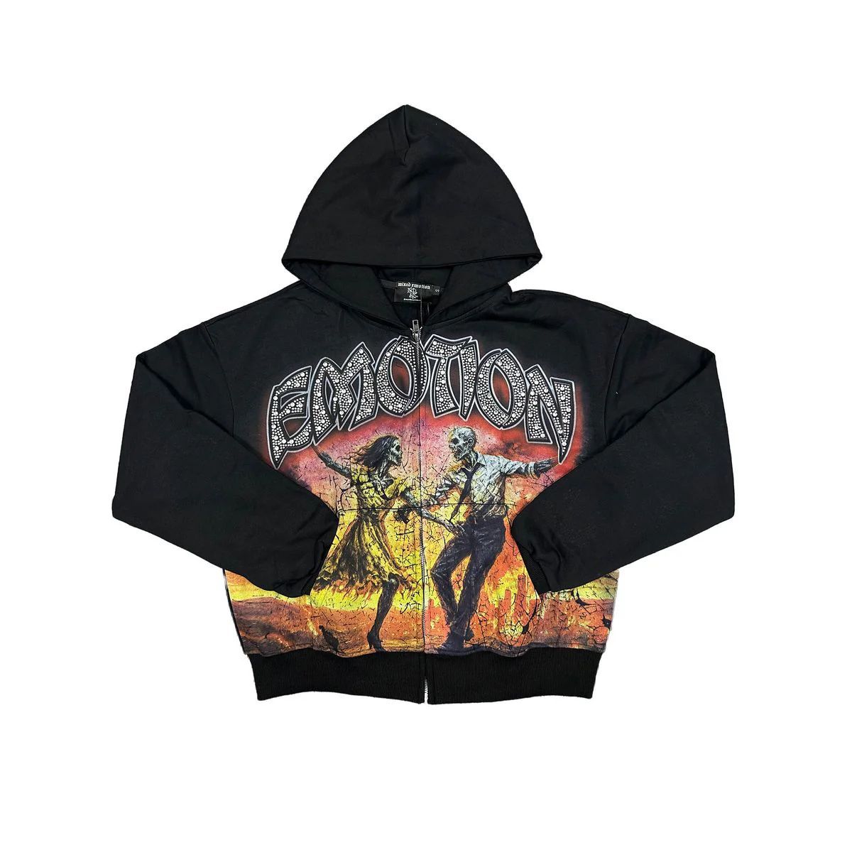 MIXED EMOTIONS - LAST DANCE RHINESTONE BLACK HOODIE