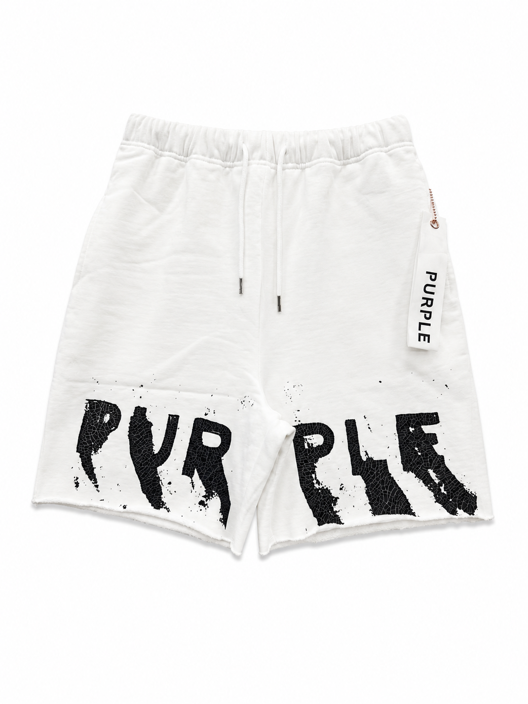 PURPLE PAINTED WORDMARK SWEATSHORTS