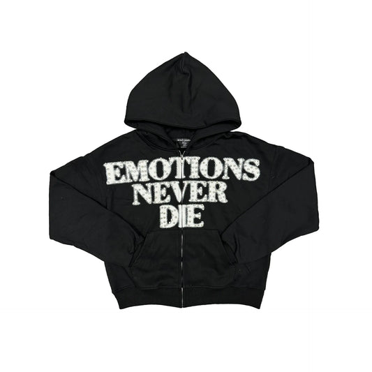 MIX EMOTIONS Black ‘End’ Rhinestone hoodie