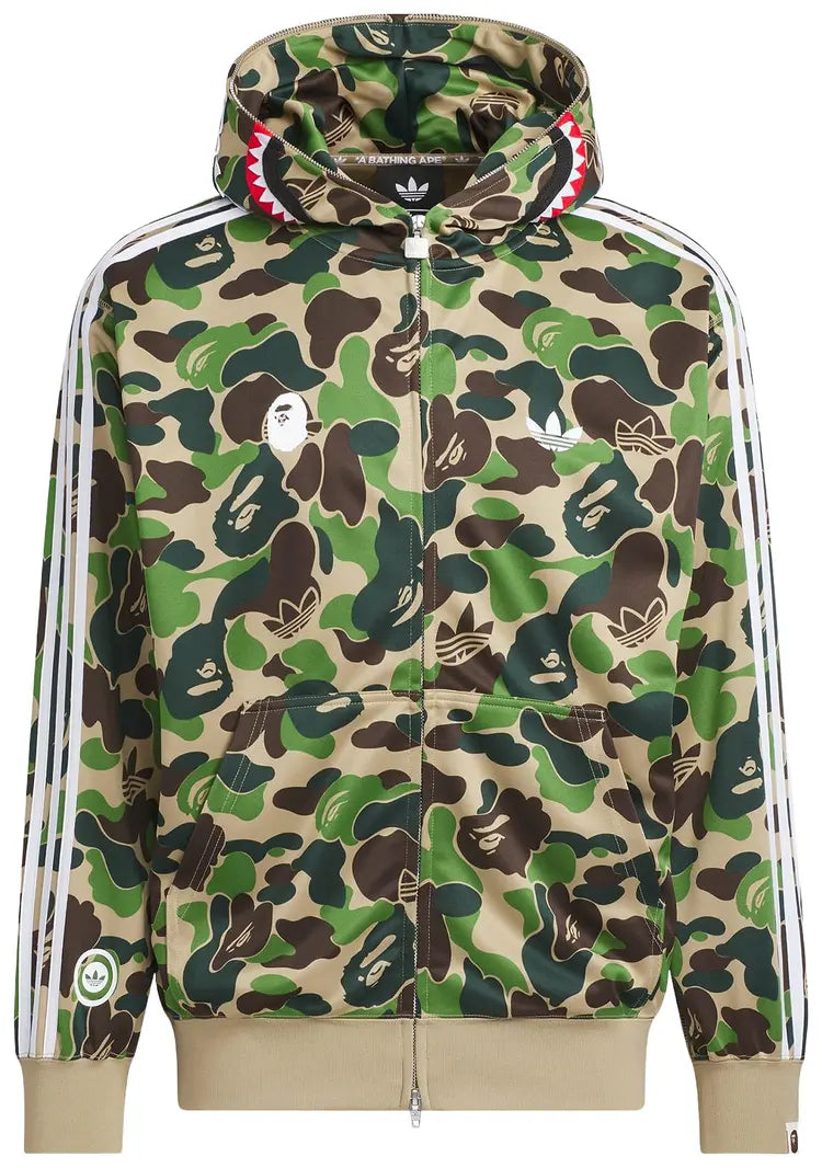 Adidas x BAPE Shark Track Hoodie Jacket 'Crew Green