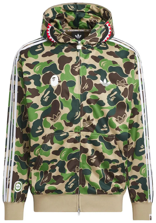 Adidas x BAPE Shark Track Hoodie Jacket 'Crew Green