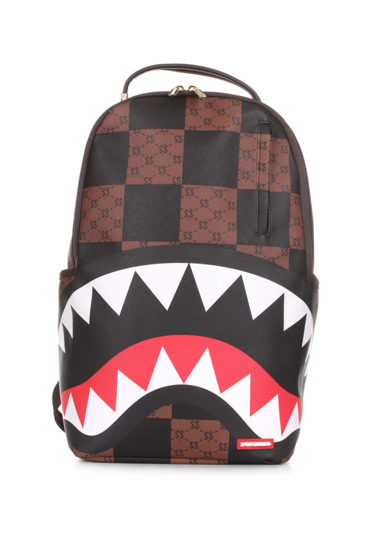 SPRAYGROUND ENLARGED CHECK PARIS BACKPACK IN BLACK AND BROWN CHECK