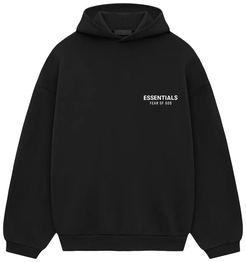 Fear of God Essentials Fleece Hoodie II 'Black' Letras blancas